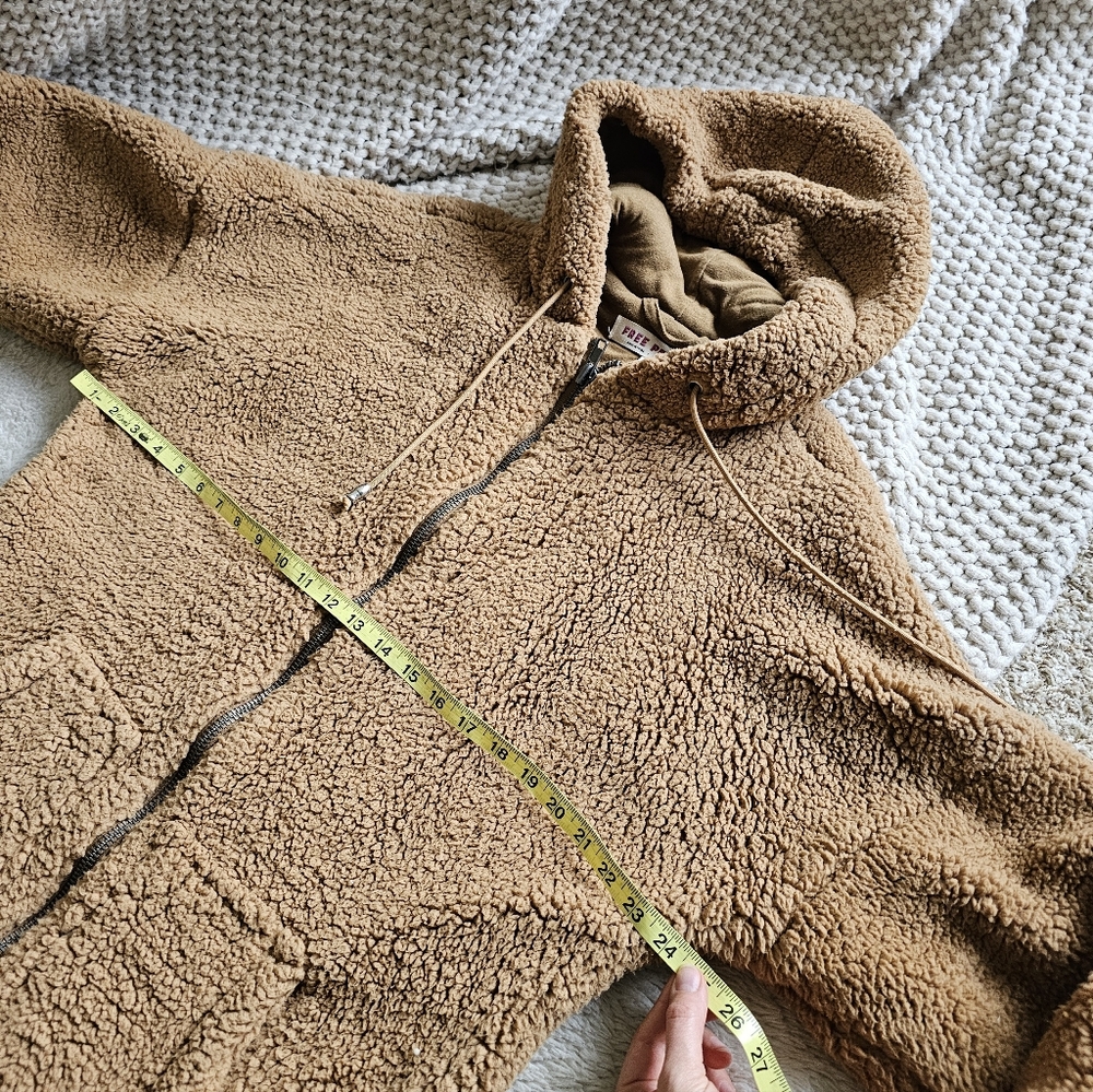 Free People Hooded Cassie Teddy Duster Coat Cinnamon - Picture 7 of 9